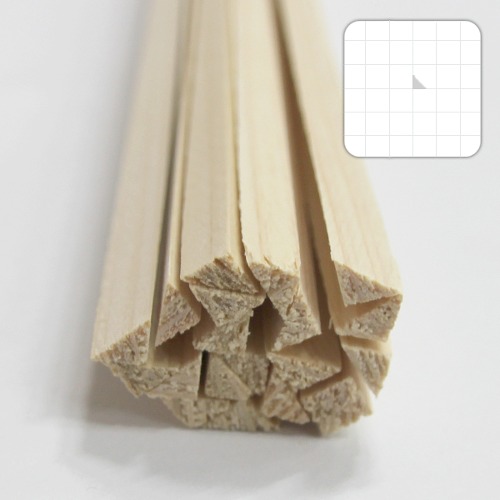 미니어처 건축모형 목재 재료 히노끼(편백)삼각봉 △X6X900mm(20개)