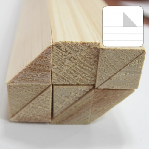 미니어처 건축모형 목재 재료 히노끼(편백)삼각봉△x20x900mm(20개)