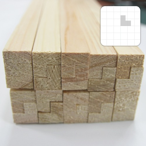 미니어처 건축모형 목재 재료 히노끼(편백)각재가공봉(L형)15X900mm(20개)